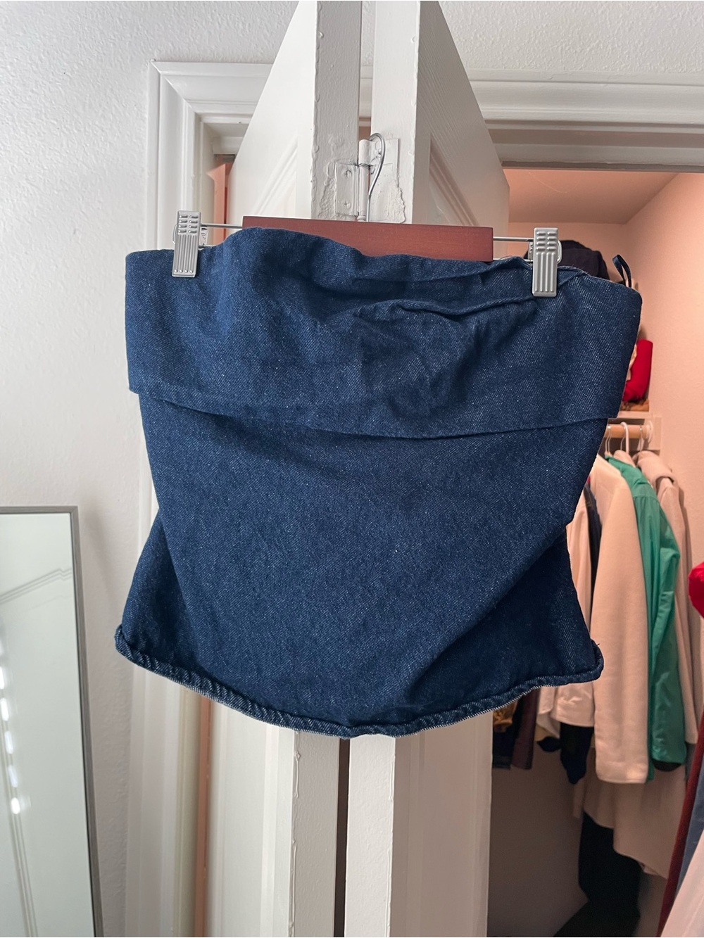 Zara Dark Blue Denim Tube Top